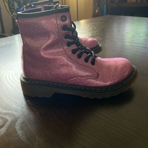 Dr Martin girls size 12. Pink glitter worn around house only!